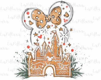 Aquarel Kerstmis PNG Kasteel Clipart Afdrukbare Digitale Download