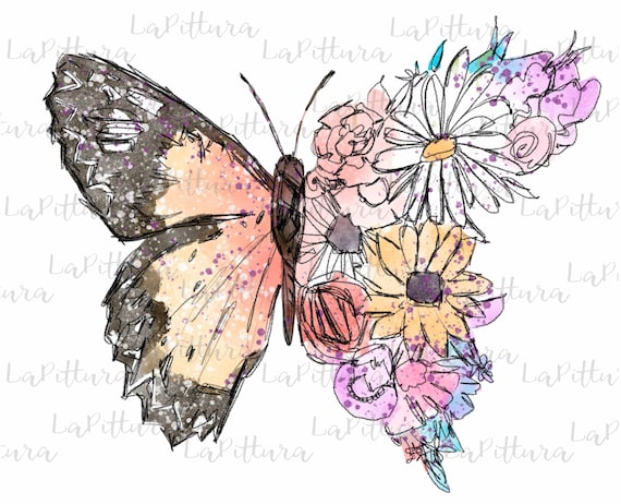Butterfly flower png, Watercolor butterfly clipart, Flowers Butterfly Clipart digital art