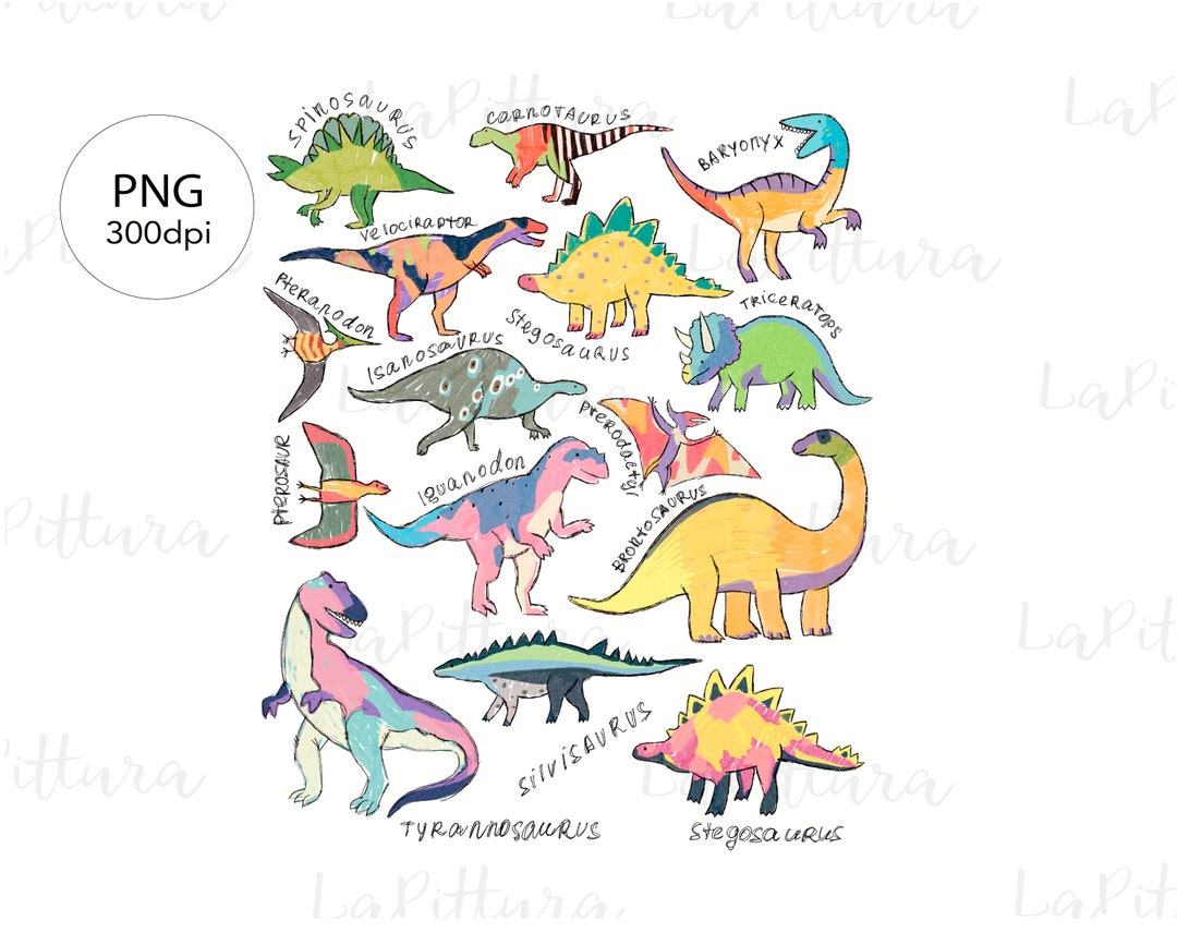 Dinosaurs PNG Dinosaurs Names and Pictures Sublimation Design, Children's Gift Sublimation, Cute