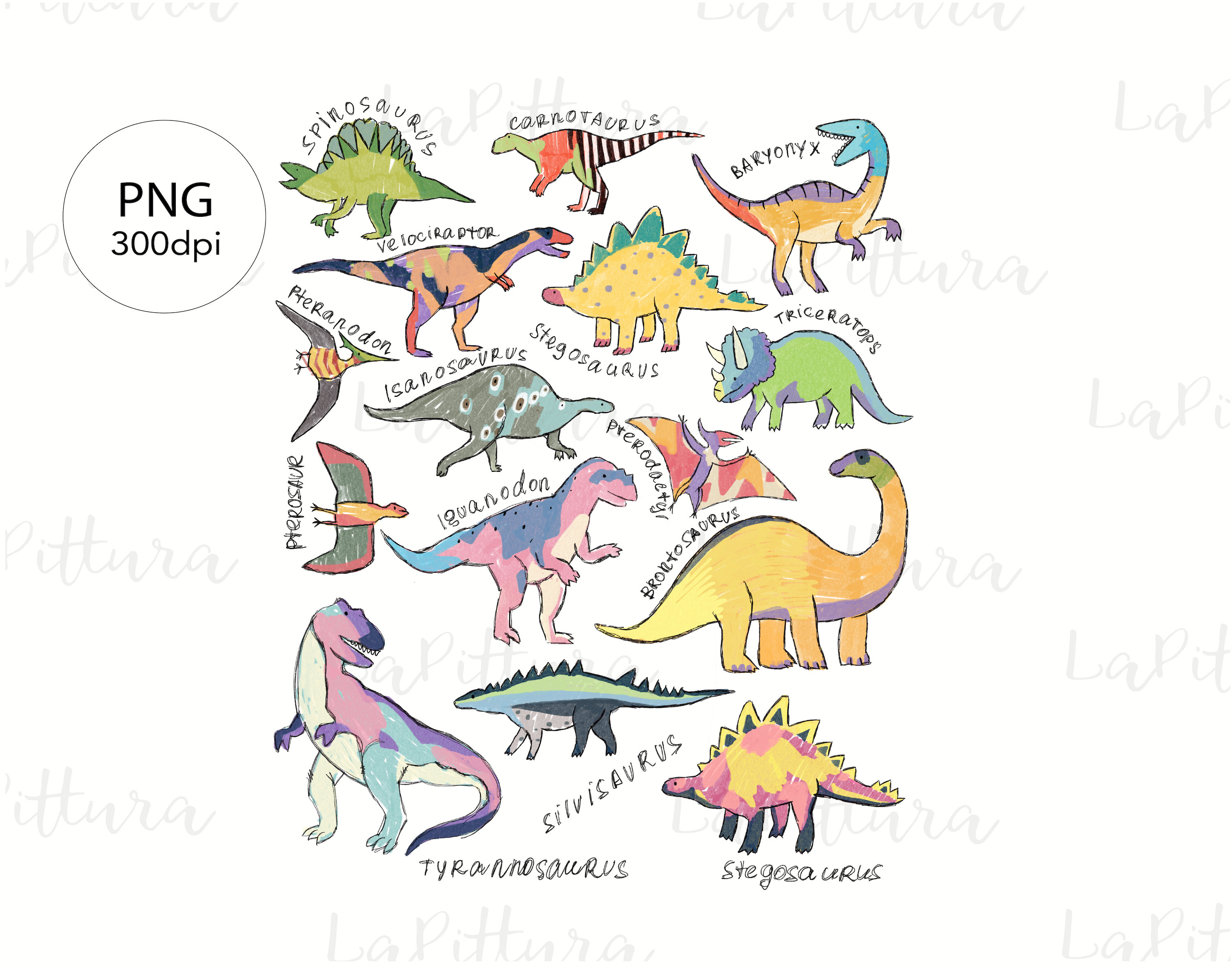 Dinosaurs PNG Dinosaurs Names and pictures sublimation design, children's gift sublimation, cute dinosaurs, kind of dinosaurs PNG
