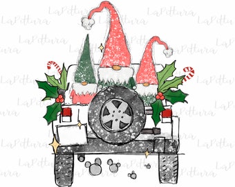 Off-road Car Merry Christmas PNG, SUV, gnomes png , Sublimation digital download / Off-road design