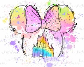 Aquarel Bow PNG, kasteel clipart afdrukbare digitale download