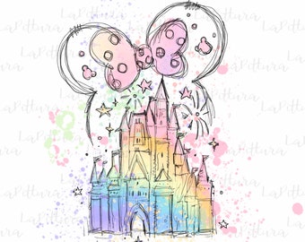 Watercolor PNG Castle Clipart Printable Digital Download