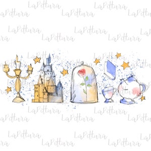 Beauty and the Beast PNG Clipart, Pastel Colors Printable Digital ...