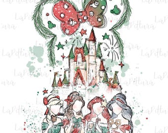 Watercolor Pastel Christmas png, princess castle png, bright Christmas png, clipart Printable Digital Download
