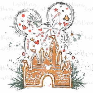 Download digitale stampabile di Clipart del castello di Natale PNG dell'acquerello