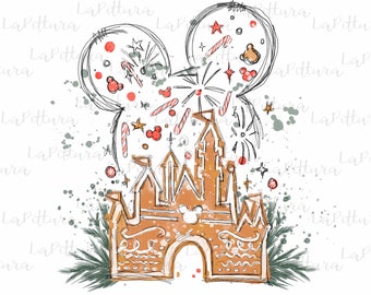 Aquarel kerst PNG kasteel clipart afdrukbare digitale download