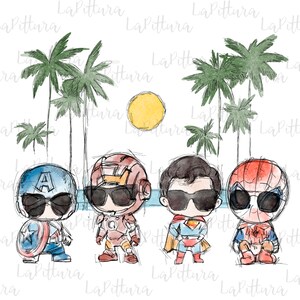 Watercolor summer boys PNG, boys clipart, summer boys Clipart, All boys Printable Digital Download