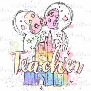 Teacher sublimation designs, Watercolor Teacher PNG Castle Clipart, Teacher Printable Digital Download