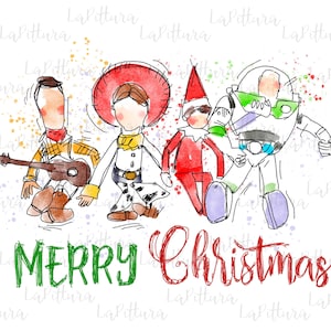 Christmas cartoon design with elf, Christmas toy, bright design with christmas hand drawn digital download