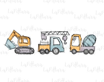 Construction Vehicle clipart, Construction PNG designs Clipart Printable Digital Download