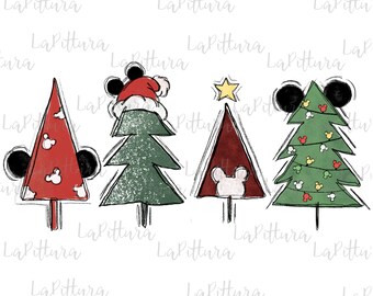 Kerstbomen PNG, lichten ster sneeuw mint gezellige winter digitale download, sublimatie ontwerp hand getekend afdrukbaar bestand grafische clipart tshirt
