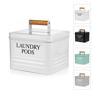 Laundry Pods Container, Modern Farmhouse Laundry Room Decor, Laundry Accessories Organization, Holds 81 Laundry Pods, Housewarming Gift