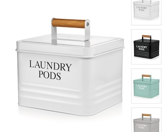 Laundry Pods Container, Modern Farmhouse Laundry Room Decor, Laundry Accessories Organization, Holds 81 Laundry Pods, Housewarming Gift