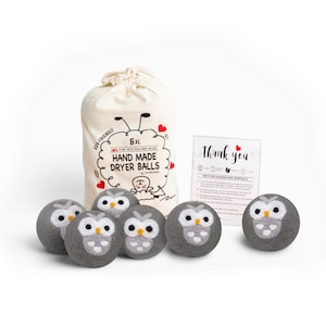 Reusable Wool Dryer Balls, 100% New Zealand Wool Organic Dryer Sheet,  Handmade Cute Cat Toys Interactive, Eco Friendly Housewarming Gift