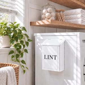 Calindiana Magnetic Lint Bin – Laundry Room Organization & Dryer Lint Holder, Wall-Mounted Laundry Organizer, Farmhouse Laundry Storage