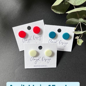 Handmade polymer clay studs, stainless steel, earrings, diameter 1cm
