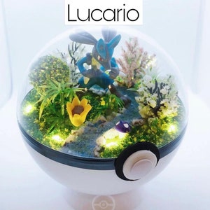 Handgemaakte Lucario Terrarium Diorama Pokemon Pokeball kerstballen planter voorstel terrasverjaardag uitnodigingskaart cadeau verjaardag vaderdag