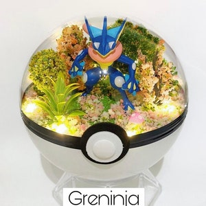 Handgemaakte Greninja Terrarium Diorama Pokemon Pokeball Kerstballen Planter Voorstel Terrainium Verjaardag Uitnodigingskaart Cadeau Verjaardag Vader