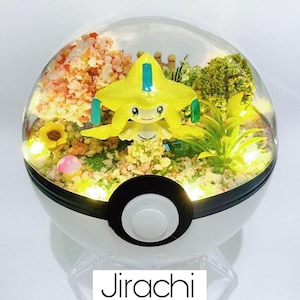Handgemaakte Jirachi Terrarium Diorama Pokemon Pokeball kerstballen planter voorstel terrasverjaardag uitnodigingskaart cadeau verjaardag vaderdag
