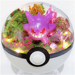 Handgemaakte Gengar Terrarium Diorama Pokemon Pokeball Kerstballen Planter Voorstel Terrainium Verjaardag Uitnodigingskaart Cadeau Verjaardag Vaderdag