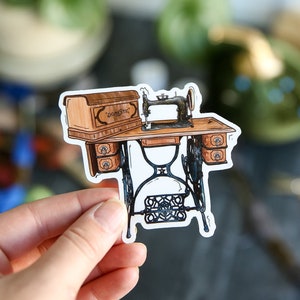 Antique Sewing Machine Sticker, Domestic Sewing Machine, Sewing Sticker, Fashion Sticker, Sticker for Hydroflask, Vinyl Waterproof Sticker