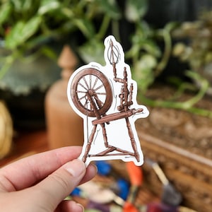Antique Sewing Spinning Wheel, Vintage Sewing, Sewing Gifts, Sewing Decor, Sewing Art Sticker, Sewing Box Vintage,Waterproof Fashion Sticker