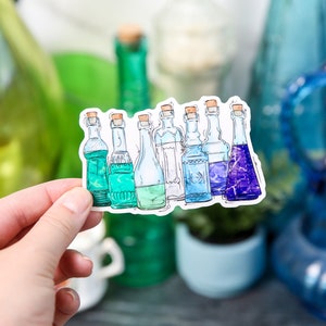 Gay Male Pride Flag Sticker,Subtle Pride Sticker, Gay Pride Art,LGBTQ Gift, LGBTQ Ally,Vintage Potion Bottles,Pride Month,Gay Pride Stickers
