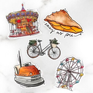 Summer Carnival Sticker Pack, Colorful Stickers, Vintage, Summer Fun, Waterproof Vinyl Sticker, Fun Cute Stickers, Scrapbooking Stickers