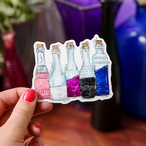 Genderfluid Pride Flag Sticker,Subtle Pride Sticker,Genderfluid Flag,LGBTQ Gift,LGBTQ Ally,Vintage Potion Bottles,Pride Month,Pride Stickers