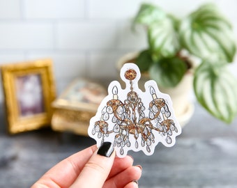 Vintage Chandelier Sticker, Gold Chandelier Sticker, Waterproof Sticker, Vinyl Sticker, Sticker for Hydroflask, Victorian Sticker