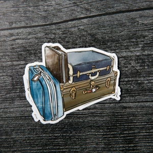 Vintage Suitcase Sticker, Vintage Blue Suitcases, Suitcase Stickers, Vintage Sticker,Waterproof Sticker,Vinyl Sticker,Sticker for Hydroflask
