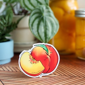 Peach Vinyl Sticker: Waterproof Fruit Decor for Water Bottle