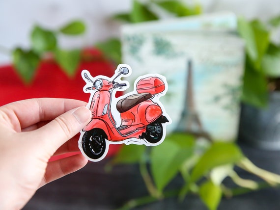 Vespa Sticker, Vespa Scooter Sticker, Vintage Vespa, Sticker for  Hydroflask, Vespa Decal, Travel Stickers Waterproof, Vinyl Sticker 