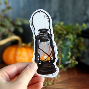 Black Lantern Sticker, Lantern Decor, Waterproof Sticker, Vintage Lantern Lamp, Vinyl Sticker, Camping Lantern Art, Sticker for Hydroflask