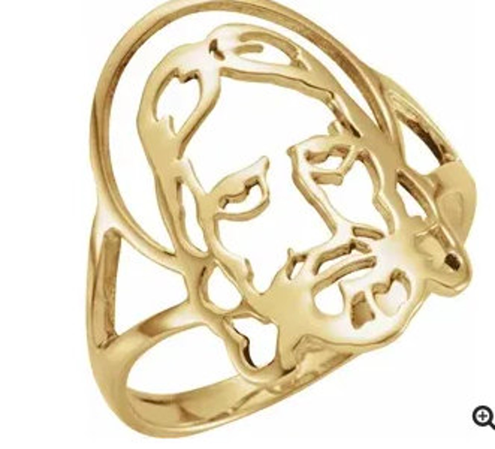 14K Yellow Gold Face of Jesus Ring Etsy