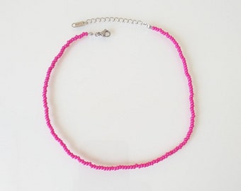 Pink seed bead choker | Beaded necklace | Dainty choker | Beaded jewelry | Handmade | Boho jewelry | Aesthetic | Y2k | Gift | Summer jewelry