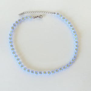 Beaded Flower necklace | Daisy necklace | Beaded choker | Seed bead | Blue flower necklace | Dainty necklace | Gift | Choker | Delicate