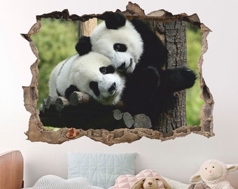 Pandas Wall Decal, Wildlife Wall Sticker, Animals, Wall Tattoo, Wall Art, Decor