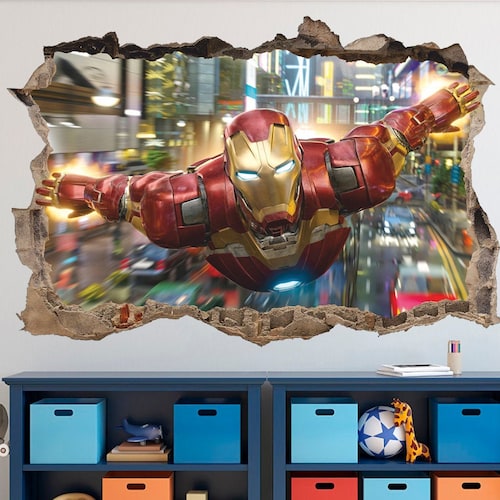 Superhero Wall Decal Kids Superheroes Wall Sticker Comics Etsy