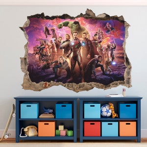 Superheros 3D Wall Decal, SuperHero Wall Sticker, Wall Tattoo, Wall Art, Decor
