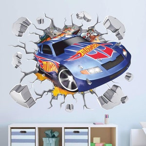 Naklejka ścienna Hot Cars 3D, naklejka ścienna Hot Race, fajne samochody, tatuaż ścienny, sztuka ścienna, dekoracja HT1