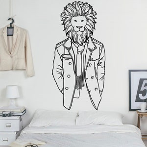 Lion Hipster Wall Decal, Animals Wall Sticker, Lion Man, Leo, Wall Tattoo, Wall Art, Decor