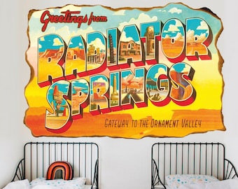 Radiator Springs Wall Decal, Retro Car Wall Sticker, Wall Tattoo, Wall Art, Decor