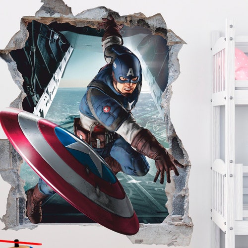 Superheros 3D Wall Decal Superhero Wall Sticker Removable Etsy