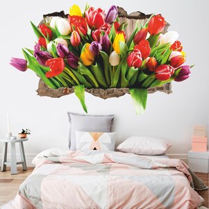 Tulips Wall Decal, Flowers Wall Sticker, Wall Tattoo, Wall Art, Decor