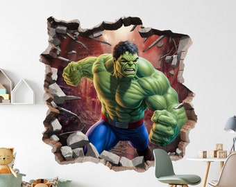 Superhero 3D Wall Decal, Hero Wall Sticker, Superheroes, Wall Tattoo, Wall Art, Decor 03