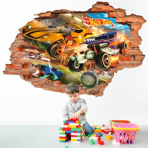 Naklejka ścienna Hot Cars 3D, naklejka ścienna Hot Race, samochód, tatuaż ścienny, sztuka ścienna, wystrój