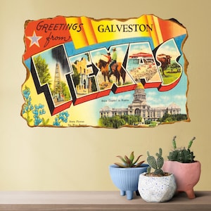 Texas Wandtattoo, Retro Postkarte Wandaufkleber, Wandtattoo, Wandkunst, Dekor