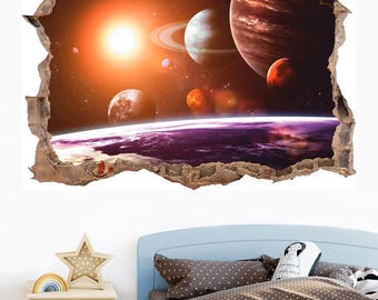 Planets Wall Decal: Galaxy Space Wall Art Sticker